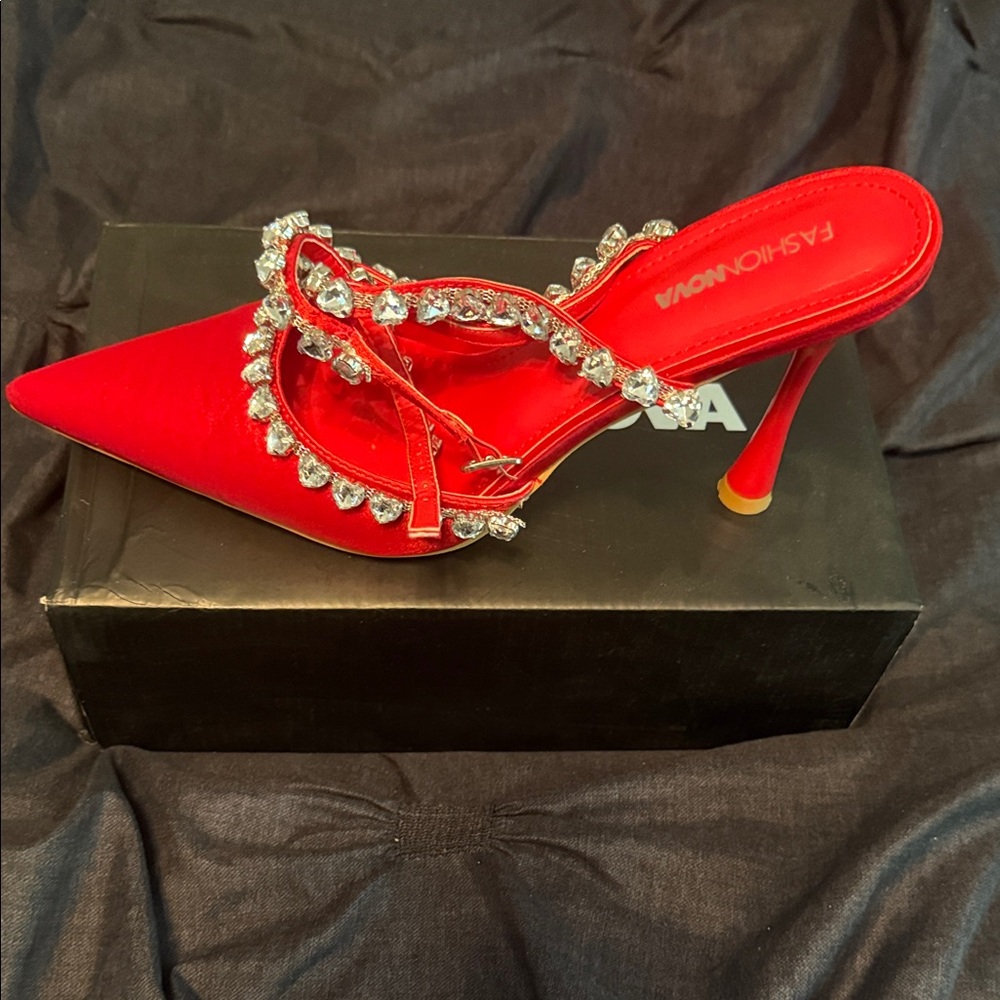 Fashion Nova Scarlet Rhinestone Heels